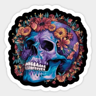 Floral Skull: Beauty and Darkness in Harmony Sticker